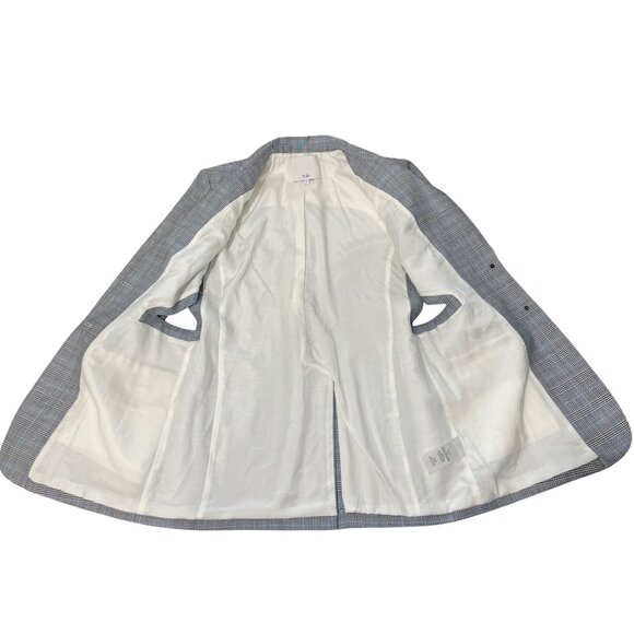 Tibi Blazer Cooper Oversized Cutout Prince Wales Checked Wool Silk Gray Size 6 - Picture 11 of 13